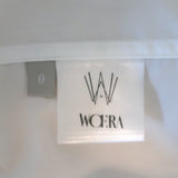 WOERA Striped-Cuff Button Down Shirt White Cotton Poplin Size 0 Long Sleeve Top