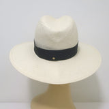 Janessa Leone Michon Straw Fedora Hat Bleach with Black Band Size Medium