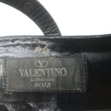 Valentino Rolling Rockstud Caged Ankle Sandals Black Grained Leather Size 36