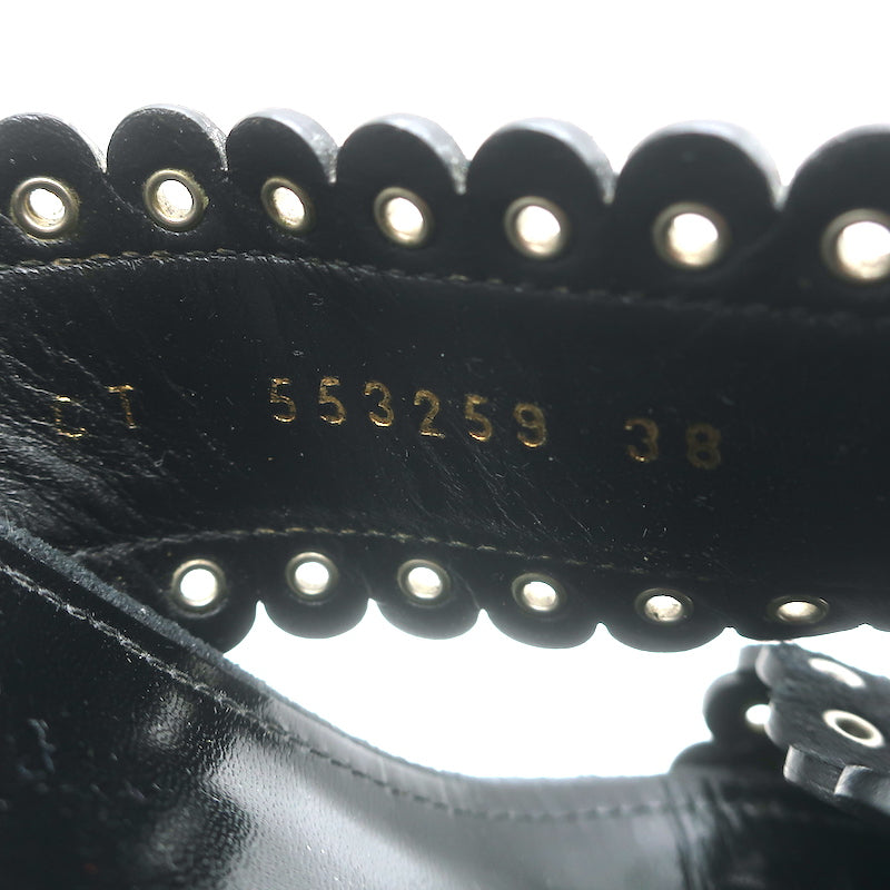 Saint Laurent Loulou Crisscross Sandals Black Grommet-Embellished Suede Size 38