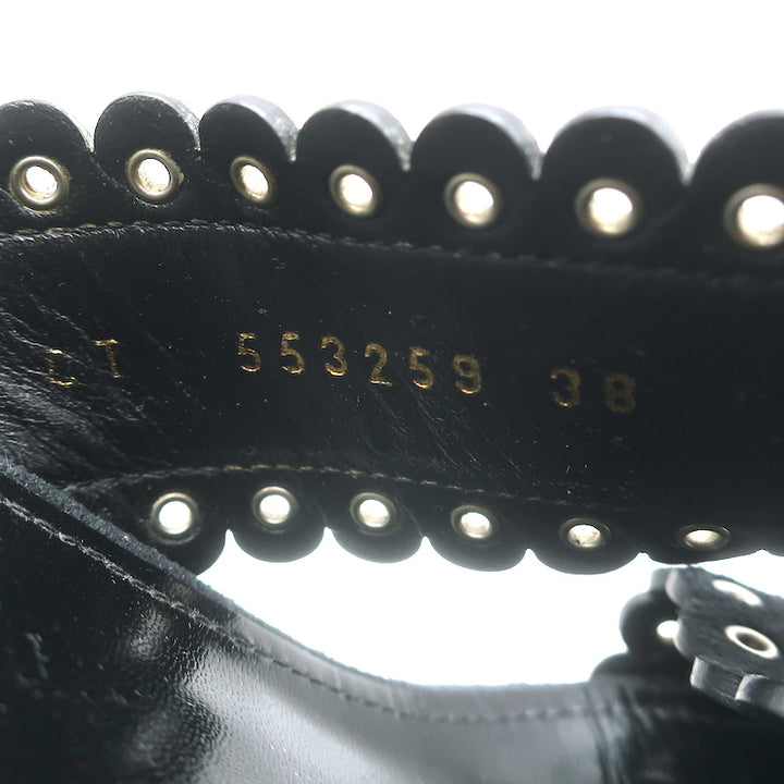 Saint Laurent Loulou Crisscross Sandals Black Grommet-Embellished Suede Size 38