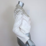 Alice + Olivia Ivan Embellished Cropped Denim Blazer White Size Extra Small