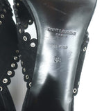 Saint Laurent Loulou Crisscross Sandals Black Grommet-Embellished Suede Size 38