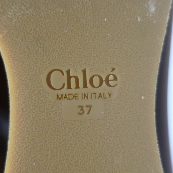 Chloe Maxime Platform Slingback Wedge Sandals Brown Leather Size 37
