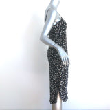 Nili Lotan Short Cami Dress Black Floral Print Silk Satin Size Small