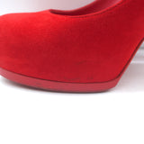 Yves Saint Laurent Tribtoo Platform Pumps Red Suede Size 37.5