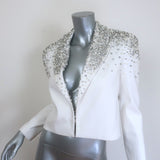 Alice + Olivia Ivan Embellished Cropped Denim Blazer White Size Extra Small