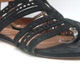 Alaia Laser Cut Suede Thong Gladiator Sandals Black Size 37.5