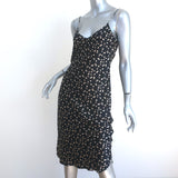 Nili Lotan Short Cami Dress Black Floral Print Silk Satin Size Small