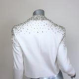 Alice + Olivia Ivan Embellished Cropped Denim Blazer White Size Extra Small