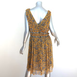 Isabel Marant Etoile Mini Dress Balzan Yellow Printed Silk Georgette Size 42