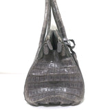 Nancy Gonzalez Crocodile Front-Pocket Tote Gray Large Shoulder Bag NEW