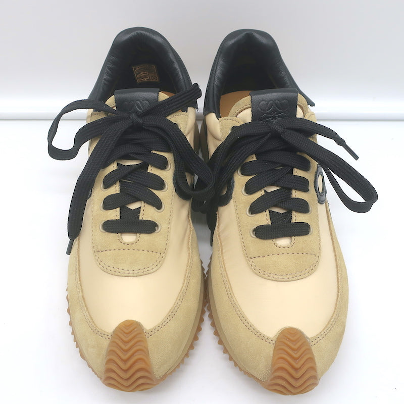 Loewe Flow Runner Sneakers Beige Suede &amp; Black Leather Size 36 NEW