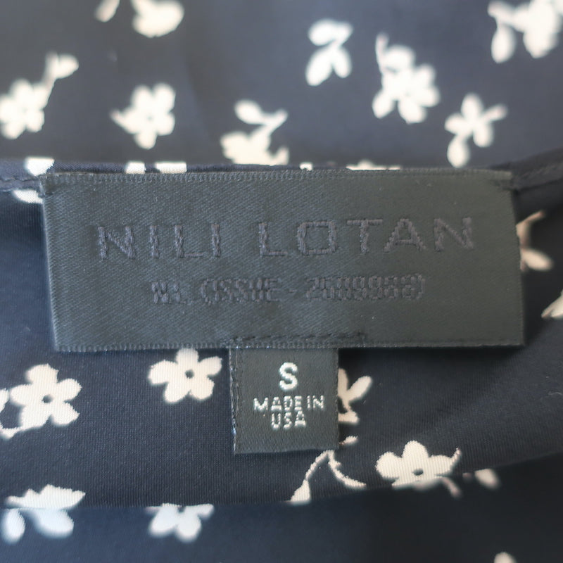 Nili Lotan Short Cami Dress Black Floral Print Silk Satin Size Small