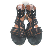 Alaia Laser Cut Suede Thong Gladiator Sandals Black Size 37.5