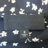 Nili Lotan Short Cami Dress Black Floral Print Silk Satin Size Small