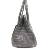 Nancy Gonzalez Crocodile Front-Pocket Tote Gray Large Shoulder Bag NEW