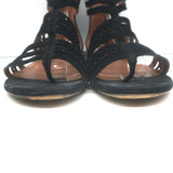 Alaia Laser Cut Suede Thong Gladiator Sandals Black Size 37.5