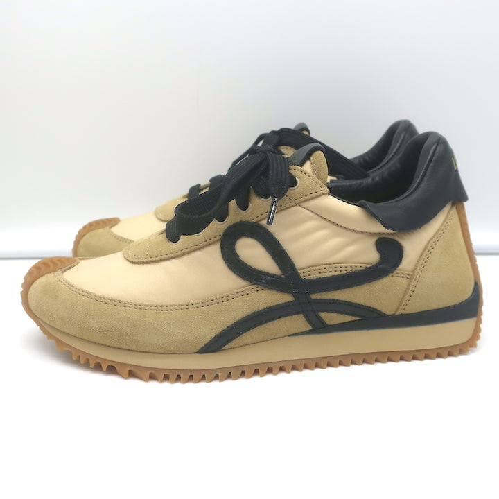 Loewe Flow Runner Sneakers Beige Suede &amp; Black Leather Size 36 NEW