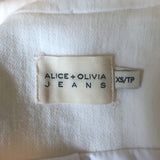 Alice + Olivia Ivan Embellished Cropped Denim Blazer White Size Extra Small