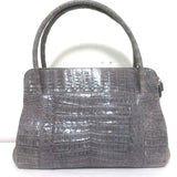 Nancy Gonzalez Crocodile Front-Pocket Tote Gray Large Shoulder Bag NEW