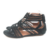 Alaia Laser Cut Suede Thong Gladiator Sandals Black Size 37.5