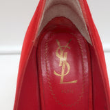 Yves Saint Laurent Tribtoo Platform Pumps Red Suede Size 37.5