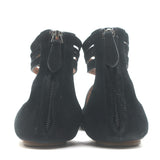 Alaia Laser Cut Suede Thong Gladiator Sandals Black Size 37.5