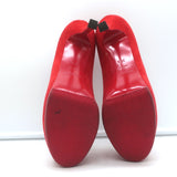 Yves Saint Laurent Tribtoo Platform Pumps Red Suede Size 37.5