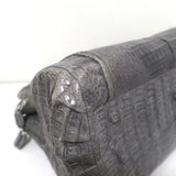 Nancy Gonzalez Crocodile Front-Pocket Tote Gray Large Shoulder Bag NEW