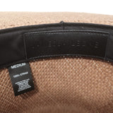 Janessa Leone Klint Straw Boater Hat Tan with Silver Leather Band Size Medium