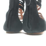 Alaia Laser Cut Suede Thong Gladiator Sandals Black Size 37.5