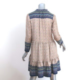Veronica Beard Ruffle Mini Dress Lumi Beige/Multi Printed Silk Size 2
