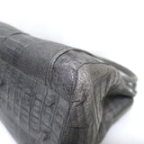 Nancy Gonzalez Crocodile Front-Pocket Tote Gray Large Shoulder Bag NEW