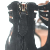 Alaia Laser Cut Suede Thong Gladiator Sandals Black Size 37.5