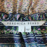 Veronica Beard Ruffle Mini Dress Lumi Beige/Multi Printed Silk Size 2