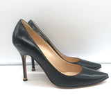 Manolo Blahnik Pointed Toe Pumps Black Leather Size 37.5