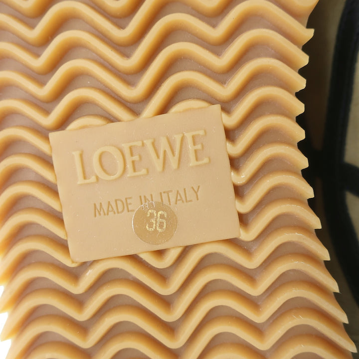 Loewe Flow Runner Sneakers Beige Suede &amp; Black Leather Size 36 NEW