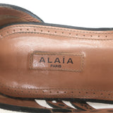 Alaia Laser Cut Suede Thong Gladiator Sandals Black Size 37.5