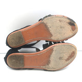 Alaia Laser Cut Suede Thong Gladiator Sandals Black Size 37.5