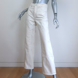 Purple Brand Pearl-Embellished High Rise Carpenter Jeans Cream Denim Size 24