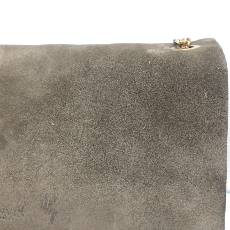 Lanvin Medium Sugar Chain Strap Shoulder Bag Gray Suede