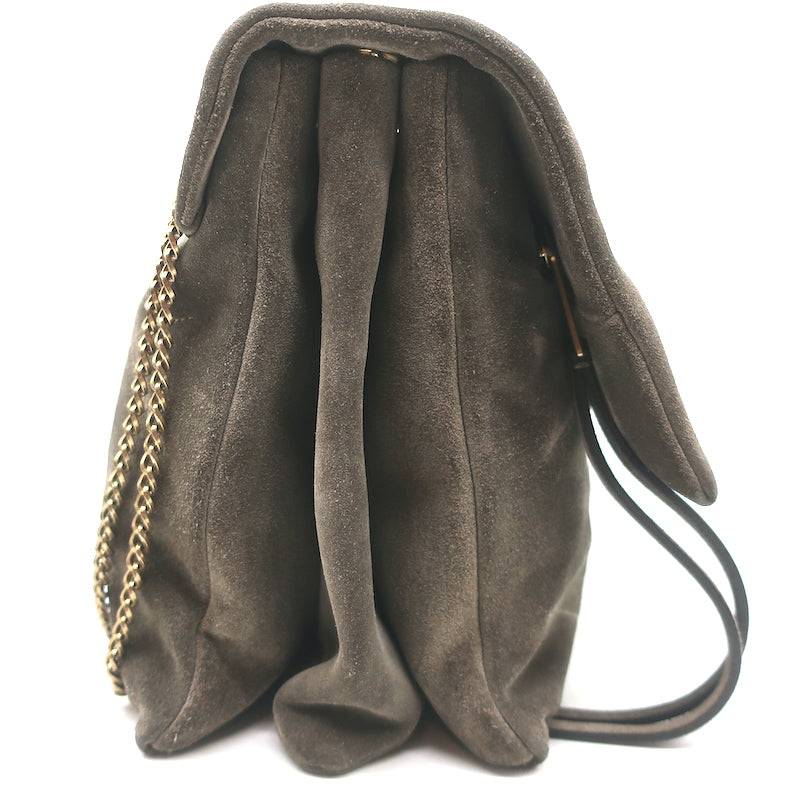 Lanvin Medium Sugar Chain Strap Shoulder Bag Gray Suede