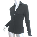 Nili Lotan Liam Shirt Black Cotton Jersey Size Small Long Sleeve Top NEW