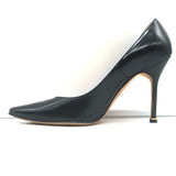 Manolo Blahnik Pointed Toe Pumps Black Leather Size 37.5