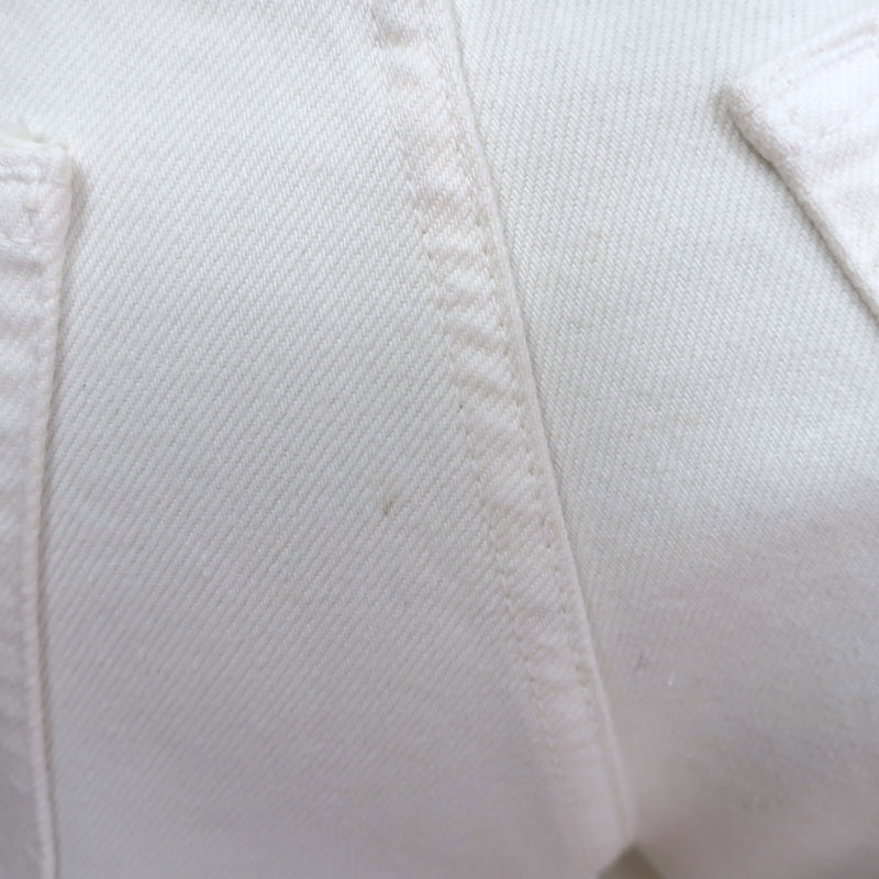 Purple Brand Pearl-Embellished High Rise Carpenter Jeans Cream Denim Size 24