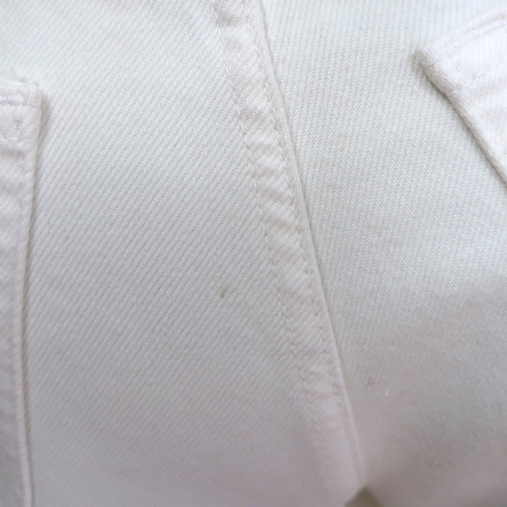 Purple Brand Pearl-Embellished High Rise Carpenter Jeans Cream Denim Size 24