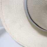 Janessa Leone Straw Fedora Hat Bleach with White Leather Band Size Small