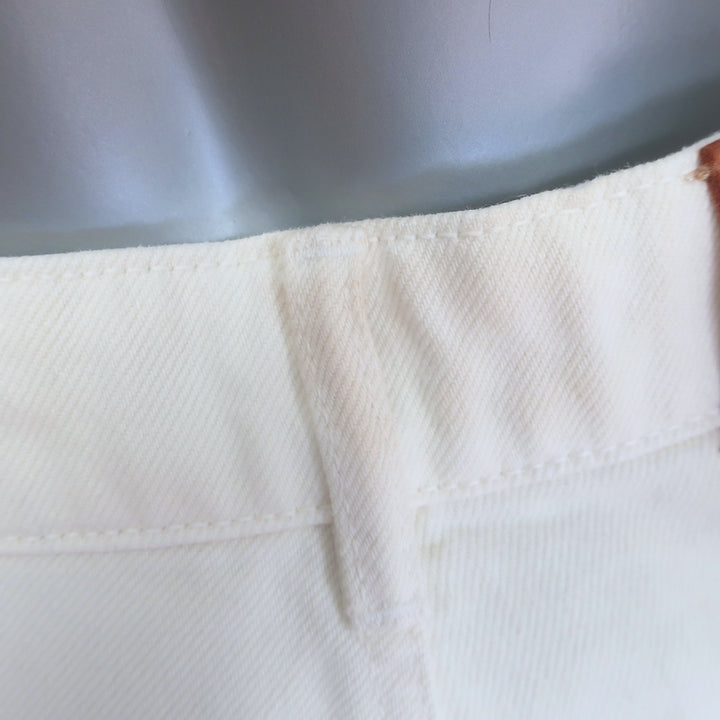 Purple Brand Pearl-Embellished High Rise Carpenter Jeans Cream Denim Size 24