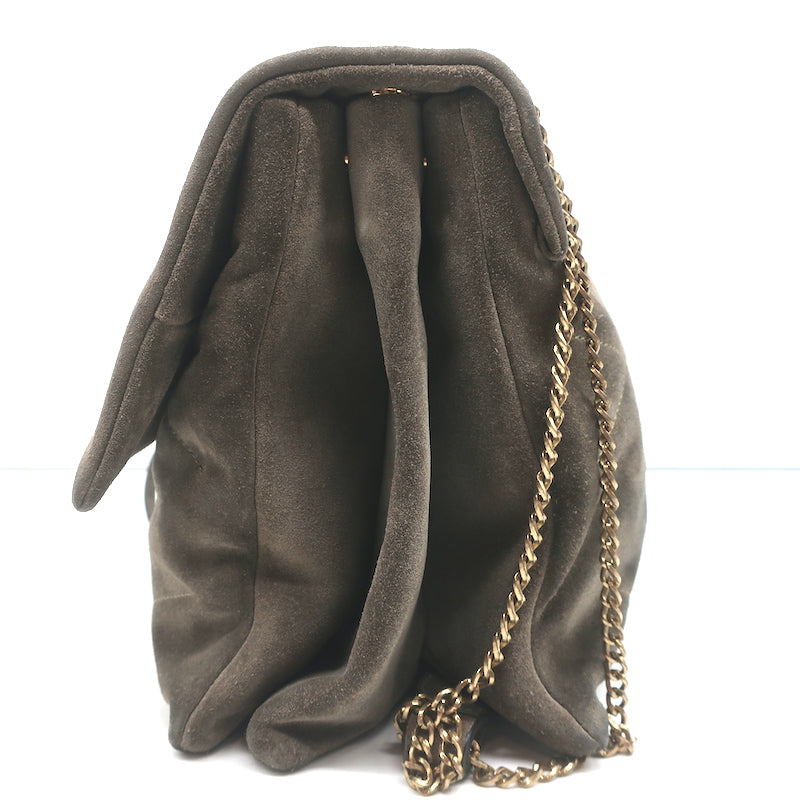Lanvin Medium Sugar Chain Strap Shoulder Bag Gray Suede